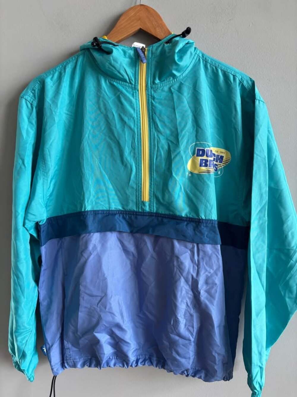 Dutch Bros Coffee Windbreaker Pullover Jacket Unisex Small Retro 90s Colorblock